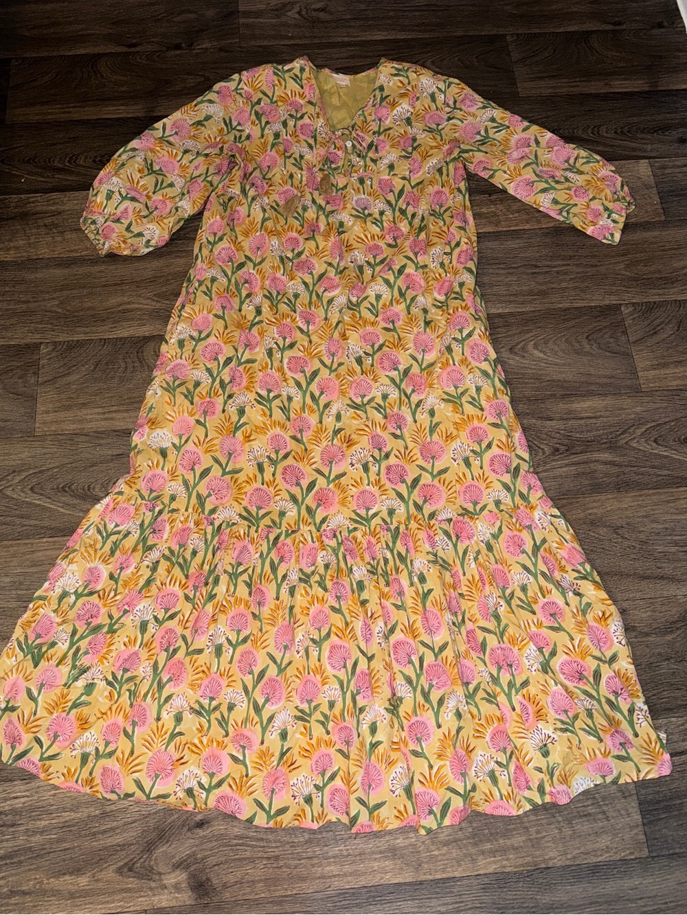 Sunshine Tienda Marigold Copa Dress Floral  Cottagecore hippie festival prairie